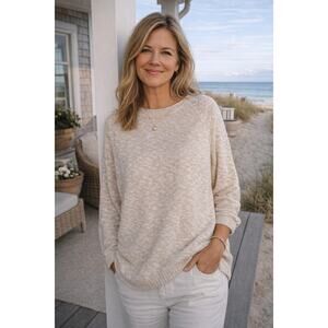 J. McLaughlin XL Open Knit Pullover Sweater Soft Cozy Casual Coastal Lagenlook